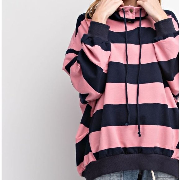 Multi-Colour Rib-Knit Oversized Pullover